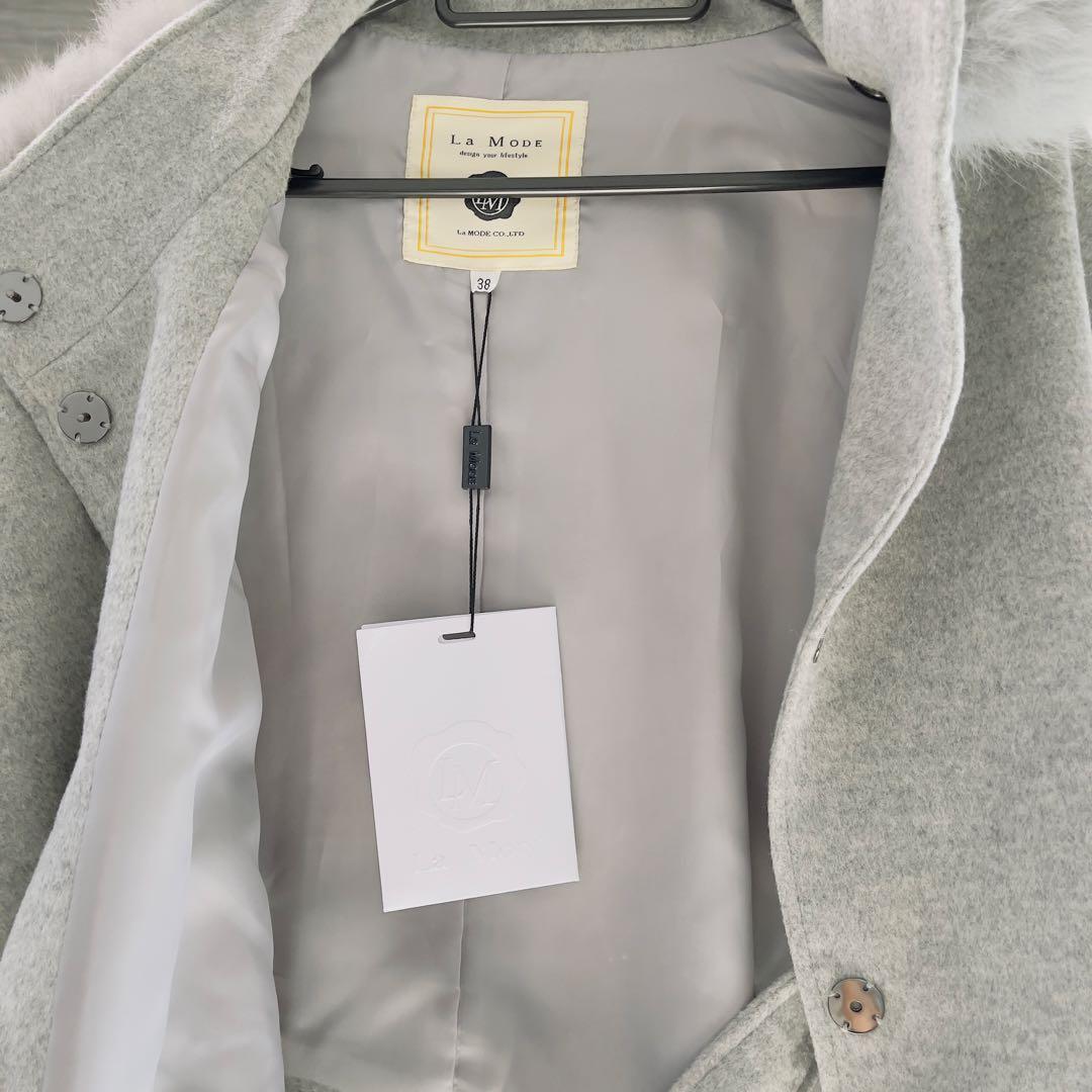 【新品タグ付き 完売品】La Mode ファー ポンチョ ウール ケープ