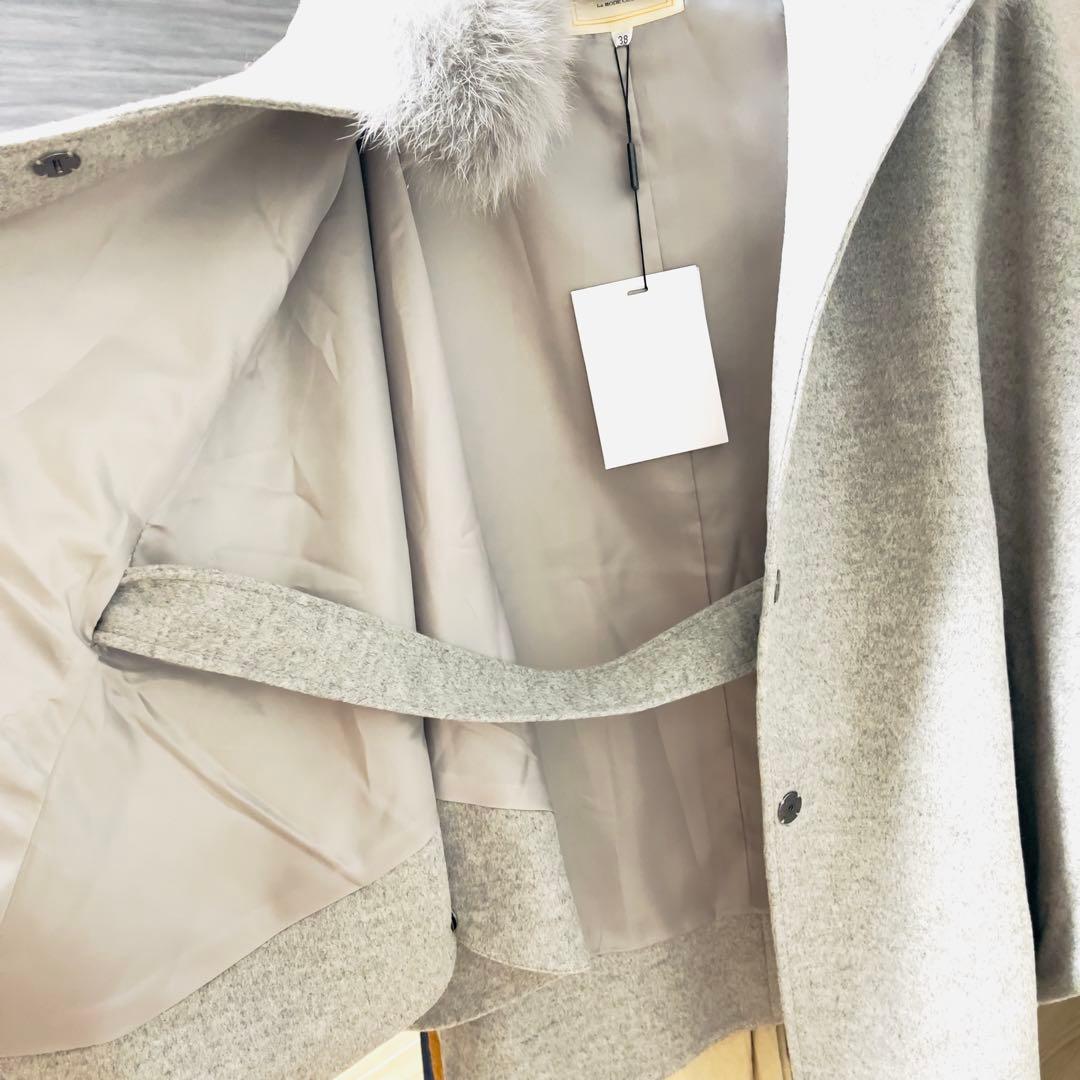 【新品タグ付き 完売品】La Mode ファー ポンチョ ウール ケープ