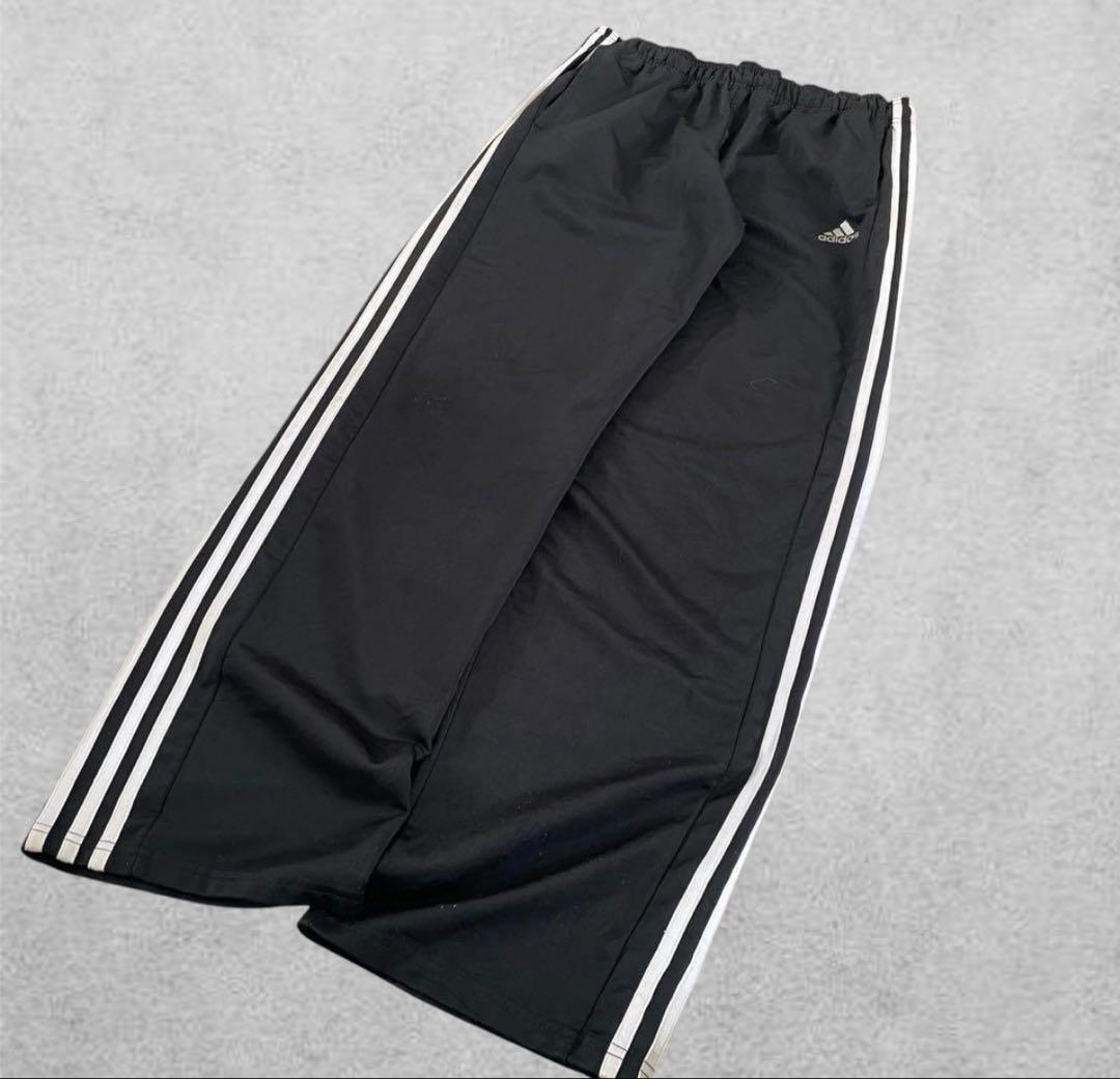 00s adidas】ワイドトラックパンツ ジャージ ブラック ワイドレッグ
