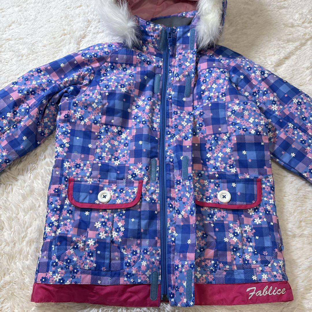 FABLICE キッズ スキーウェア 140 花柄 上下セット フード付 雪遊び