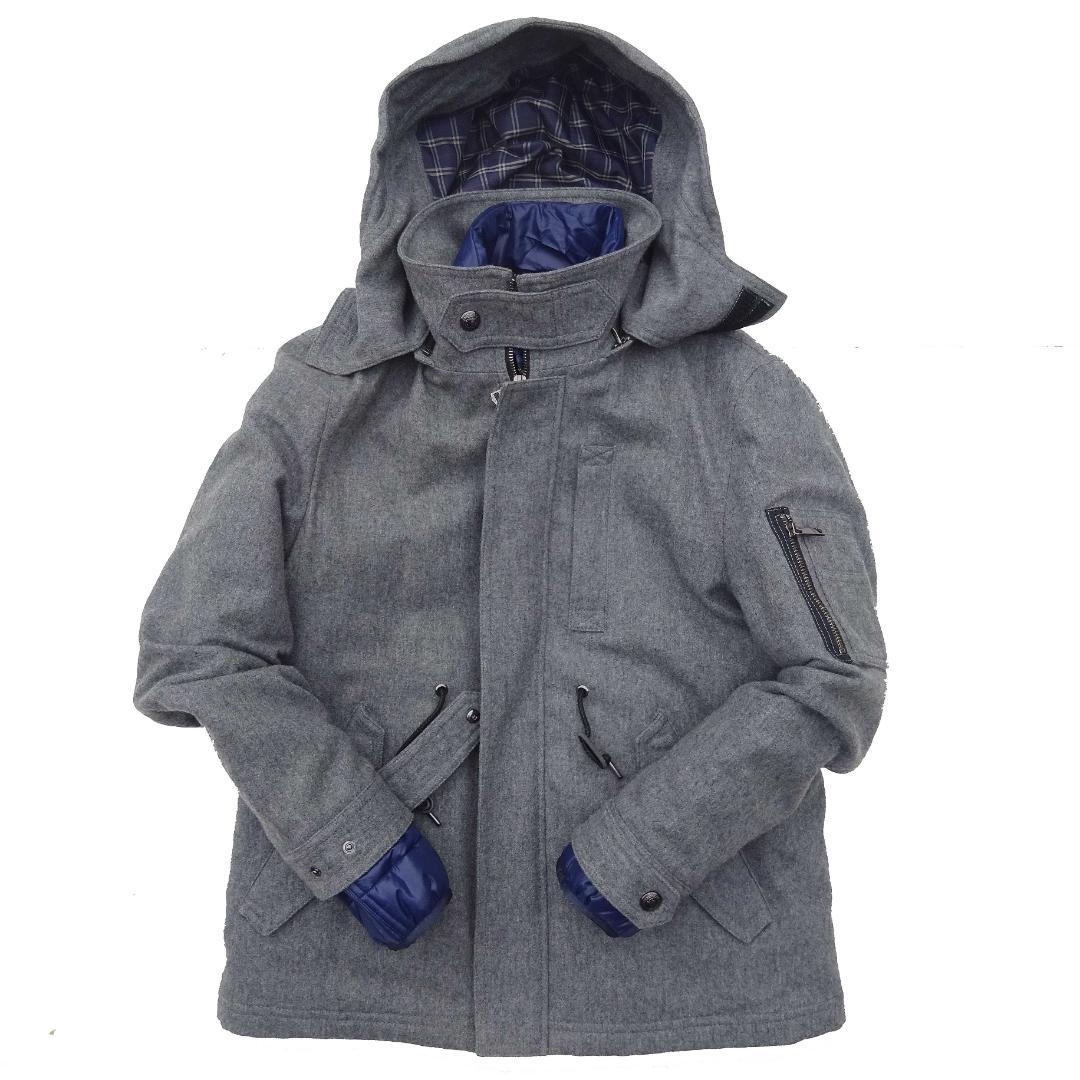 超美品バリーブラックレーベルライナー付きダウン系フードメルトン素材ジャケトLL