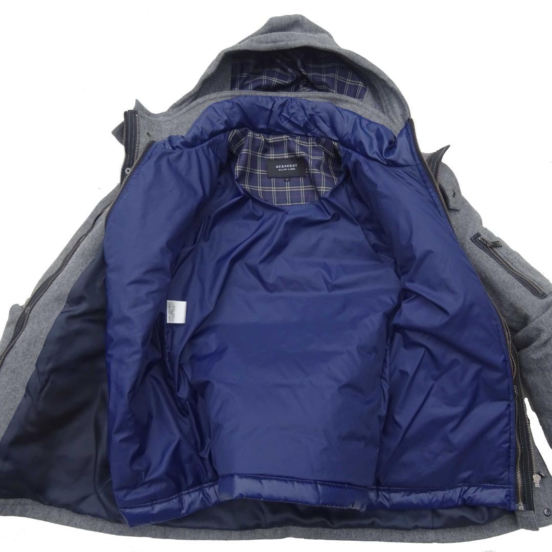 超美品バリーブラックレーベルライナー付きダウン系フードメルトン素材ジャケトLL