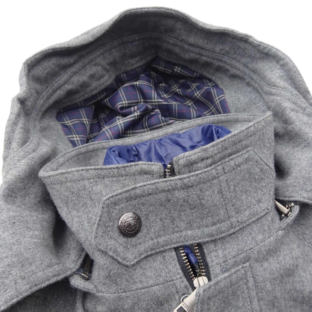 超美品バリーブラックレーベルライナー付きダウン系フードメルトン素材ジャケトLL