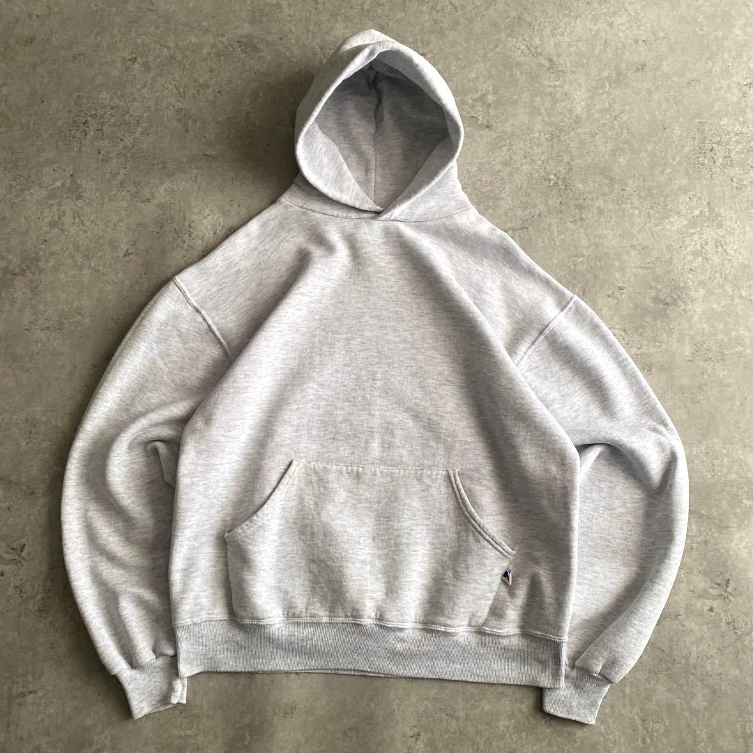 神サイズ 90s ラッセル 無地 パーカー USA製 L シルバー グレー - メルカリ