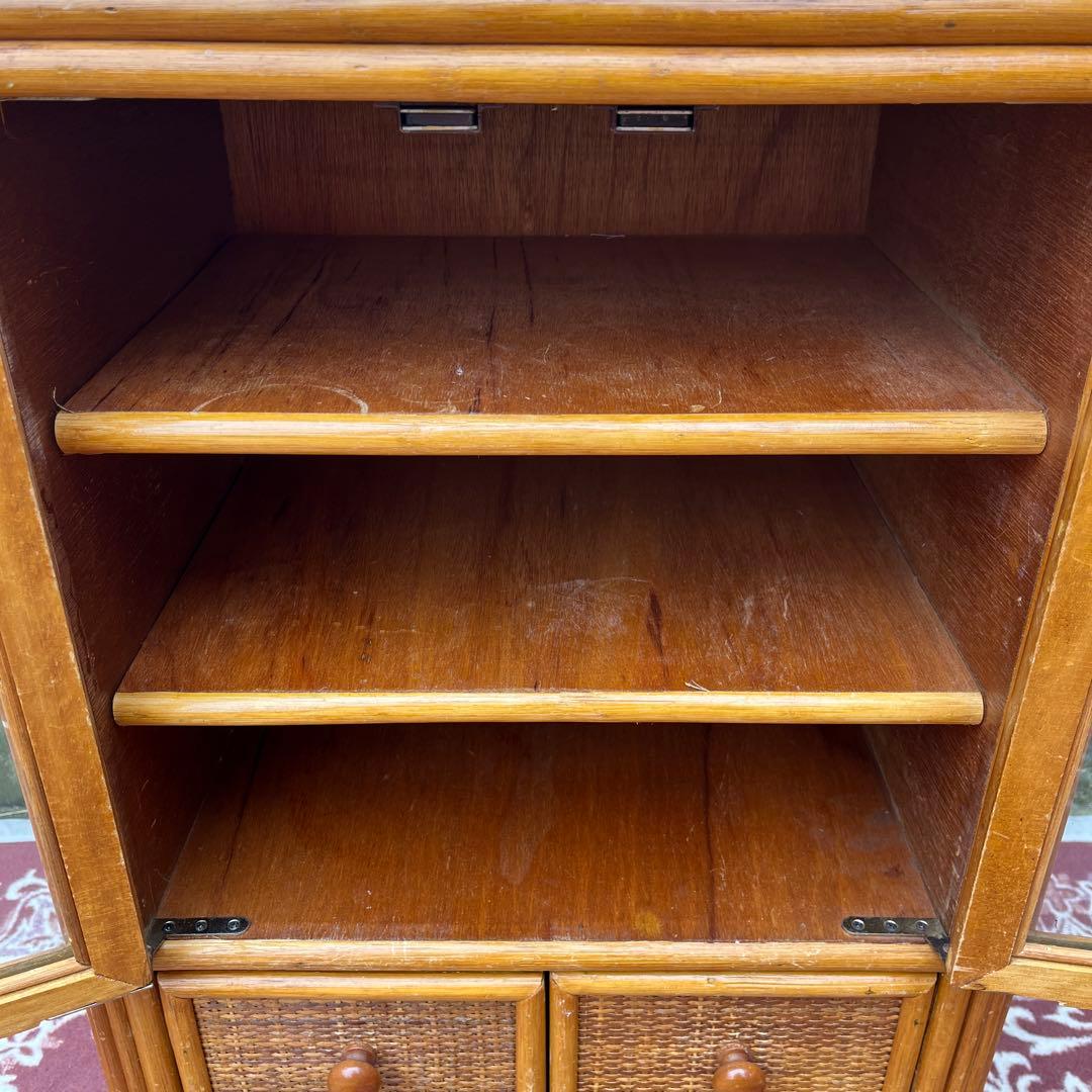 古家具◾️ナチュラル天然素材 籐ラタンキャビネット 整理棚 収納棚