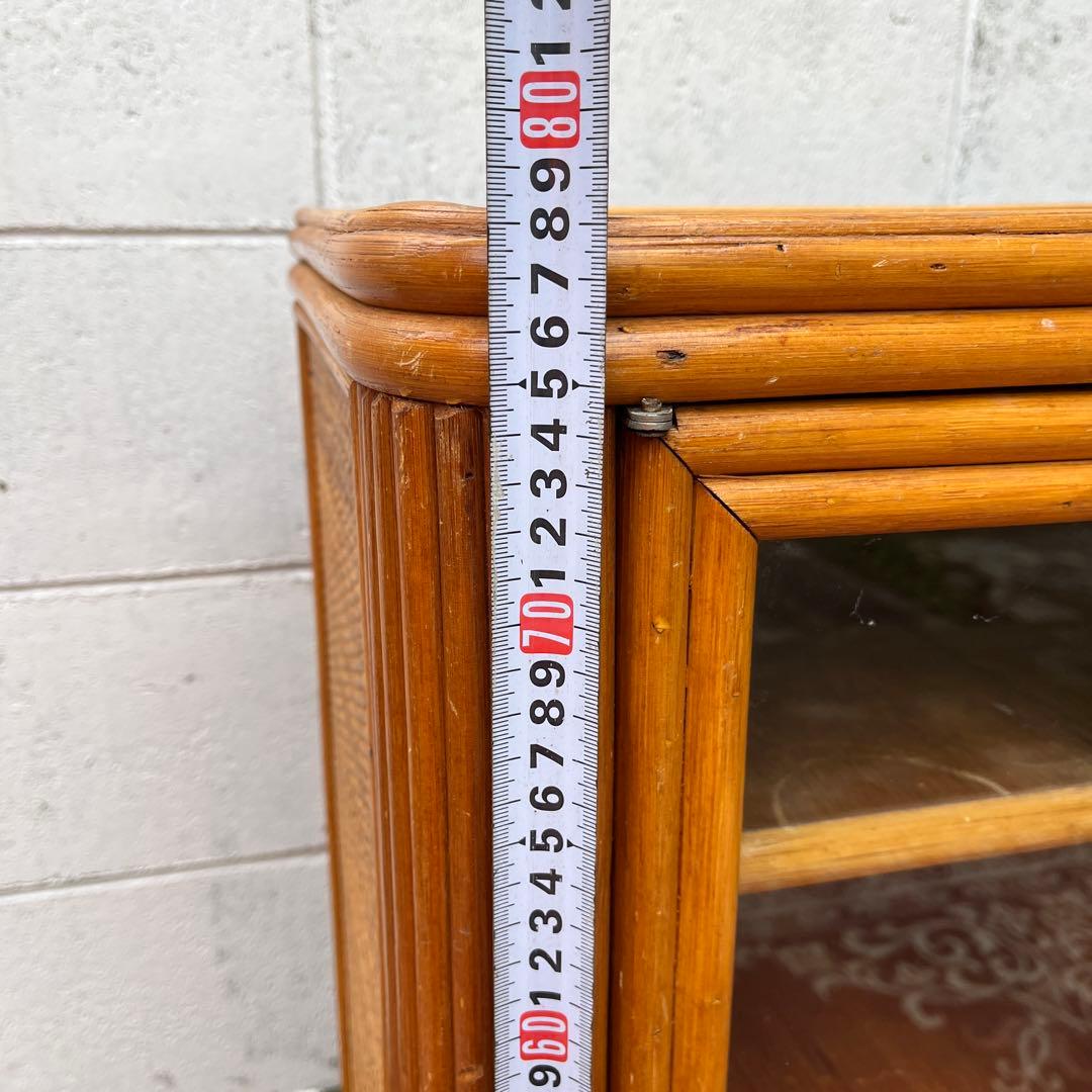 古家具◾️ナチュラル天然素材 籐ラタンキャビネット 整理棚 収納棚