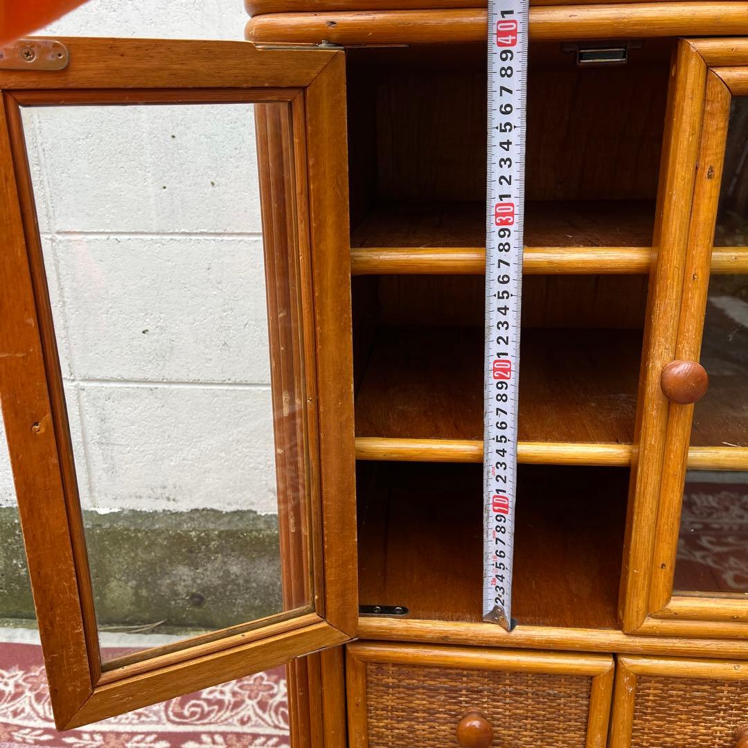 古家具◾️ナチュラル天然素材 籐ラタンキャビネット 整理棚 収納棚