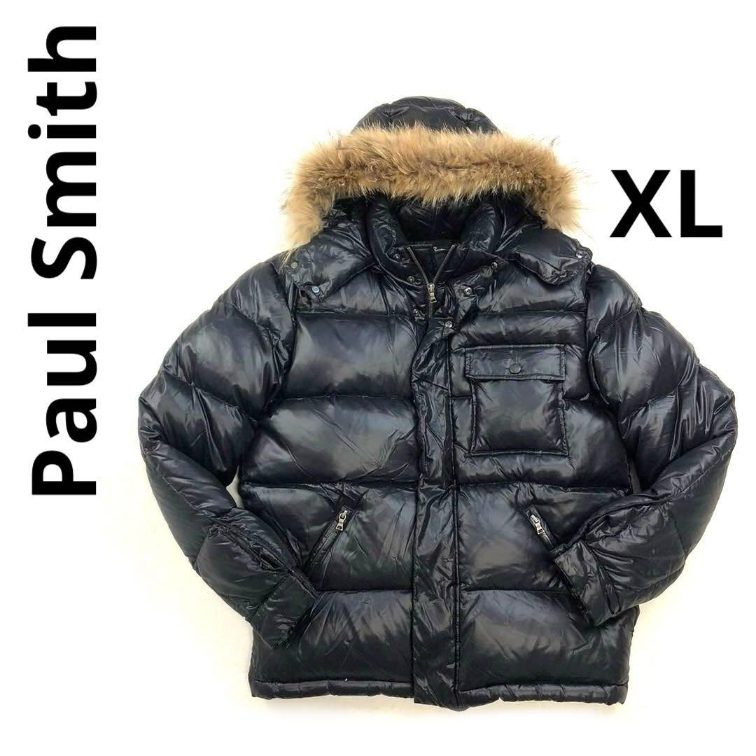 極美品 ポールスミス ダウンジャケット 羊革 ラクーンファー ブラック XL