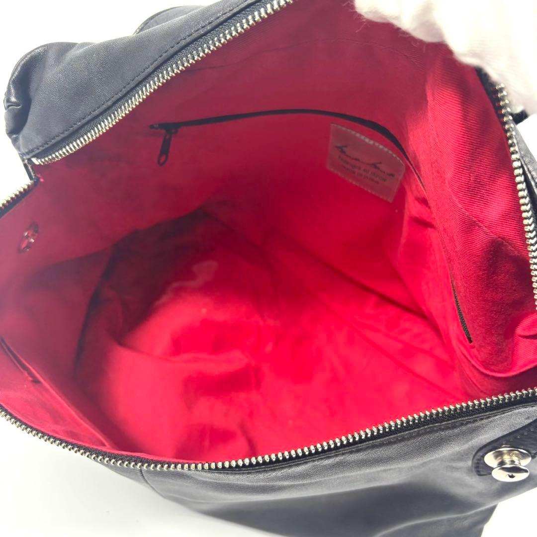 ✨美品✨カワカワ リュックサック 2WAY ショルダー ロック式金具 レザー 黒