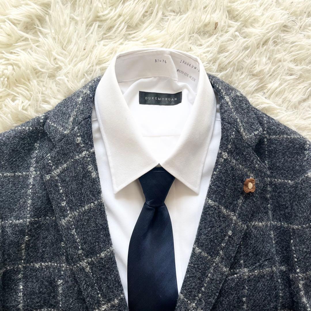 <美品>LARDINI ネイビー ウール ジャケット ブートニエール サイズ48