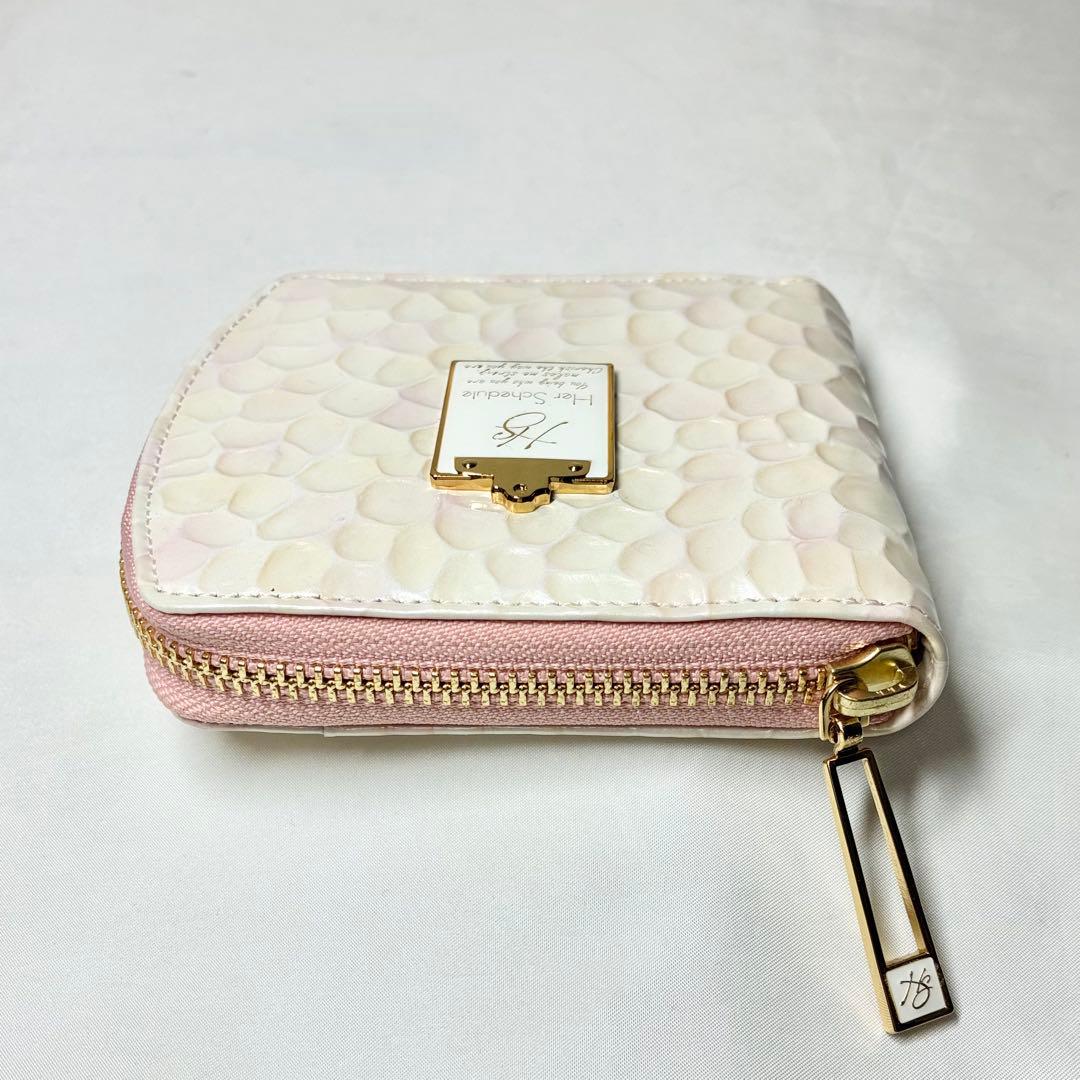 未使用級】 ハースケジュール チュレット 二つ折り財布 ホワイトローズ