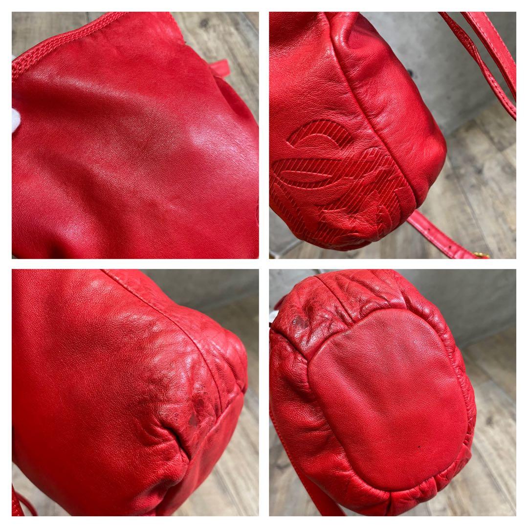 本物☆ロエベ アナグラム柄 ナッパレザー ミニウエストポーチ ウエストバッグ 赤