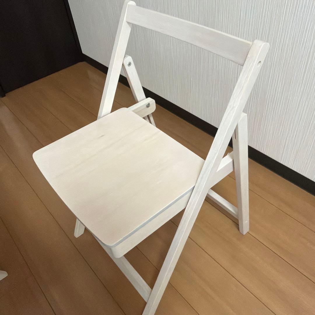 ホワイト木製折りたたみテーブル椅子セット