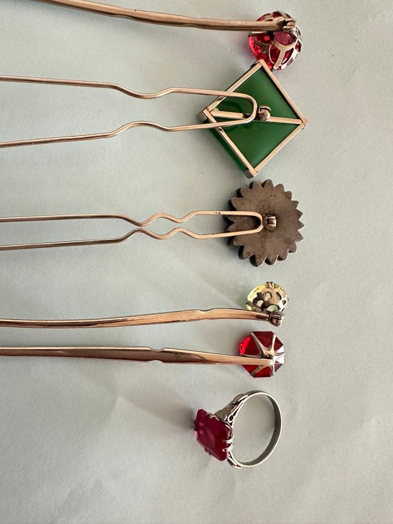 ヴィンテージかんざしヘアピン5本と指輪1個