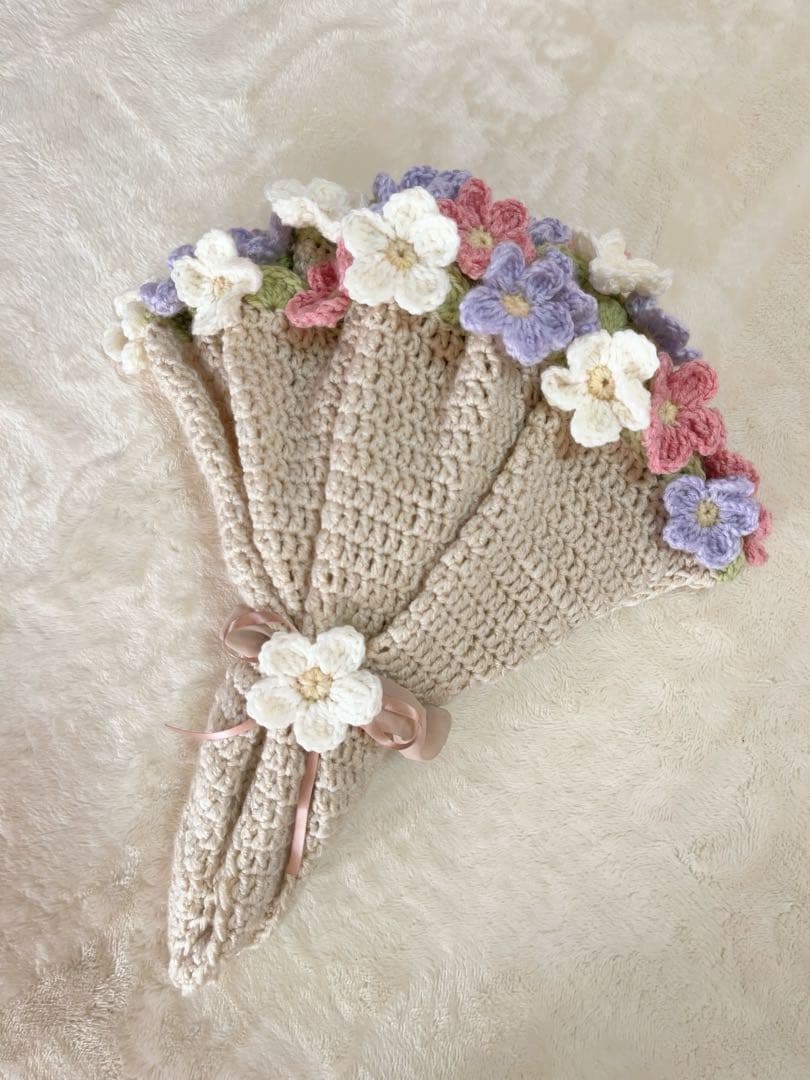 [sachiページ]ブーケブランケット(アイボリー) フラワーブランケット