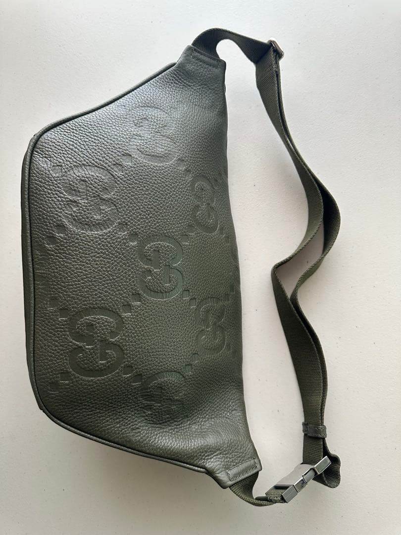 GUCCI レザー ボディバッグ ウエストポーチ オリーブグリーン