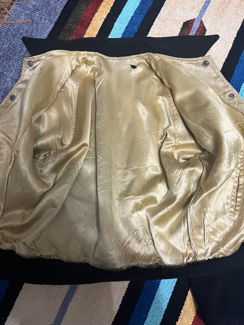 【GBさま専用】スタジャン　ヴィンテージ　襟　ブラック　黒　スナップボタン