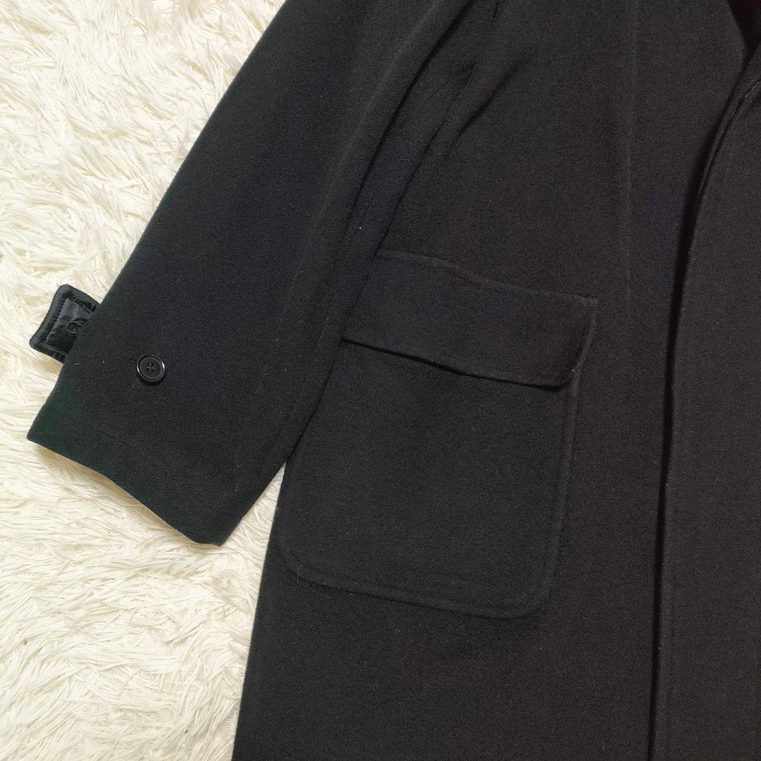 カシミヤ】 ポールスミス フーデッドコート ロングコート 裏地紫 黒