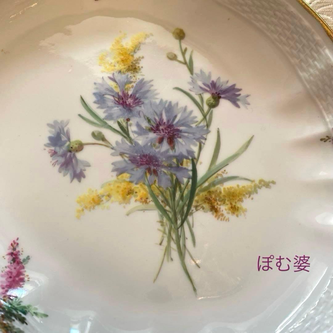 古マイセン】印象主義 自然主義 ②／楕円深皿 プレート 「花と蝶