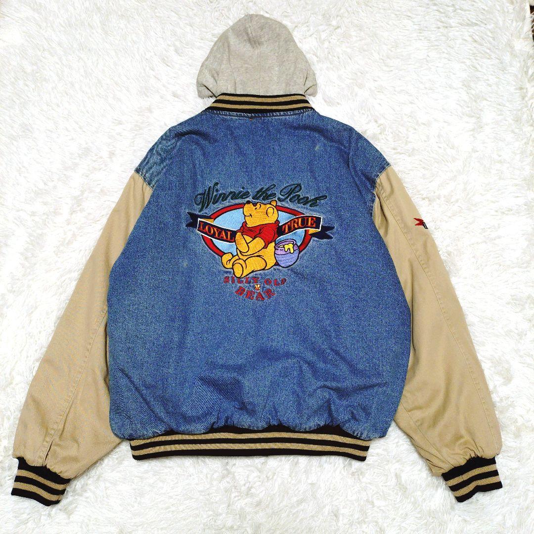 ディズニーストア プー デニムジャケット スタジャン 刺繍 キルティング フード