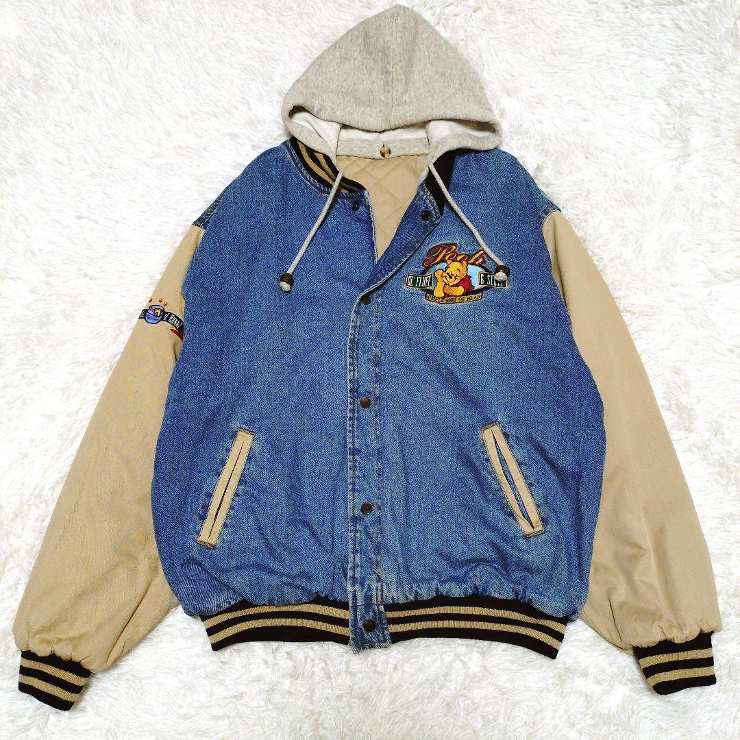 ディズニーストア プー デニムジャケット スタジャン 刺繍 キルティング フード