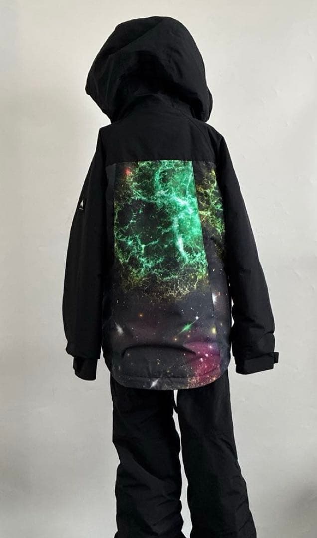 BURTON子ども用スノーボードウェア 上下セット宇宙柄黒　上S下M