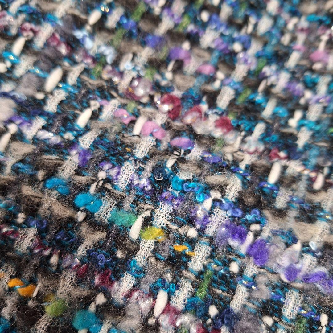 ヨーコチャン　ツイードバルーンドレス　ブルー系　サイズ38　結婚式　入学式