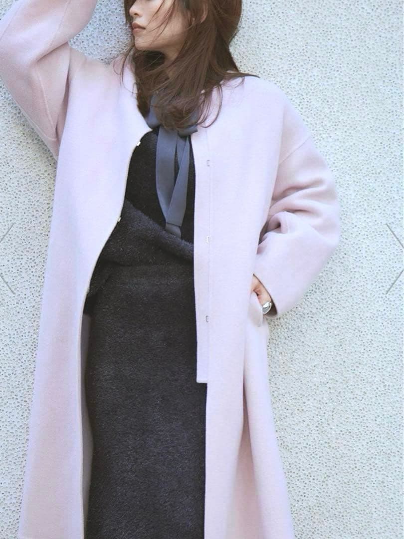 FRAY I.D カシミヤ混BALLIリバーコート ピンク系