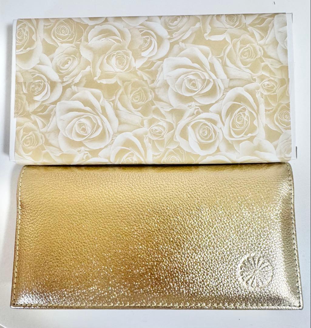 皇居 限定 長財布 ゴールド 東御苑 本丸 売店 本革 金 折り財布 皇居