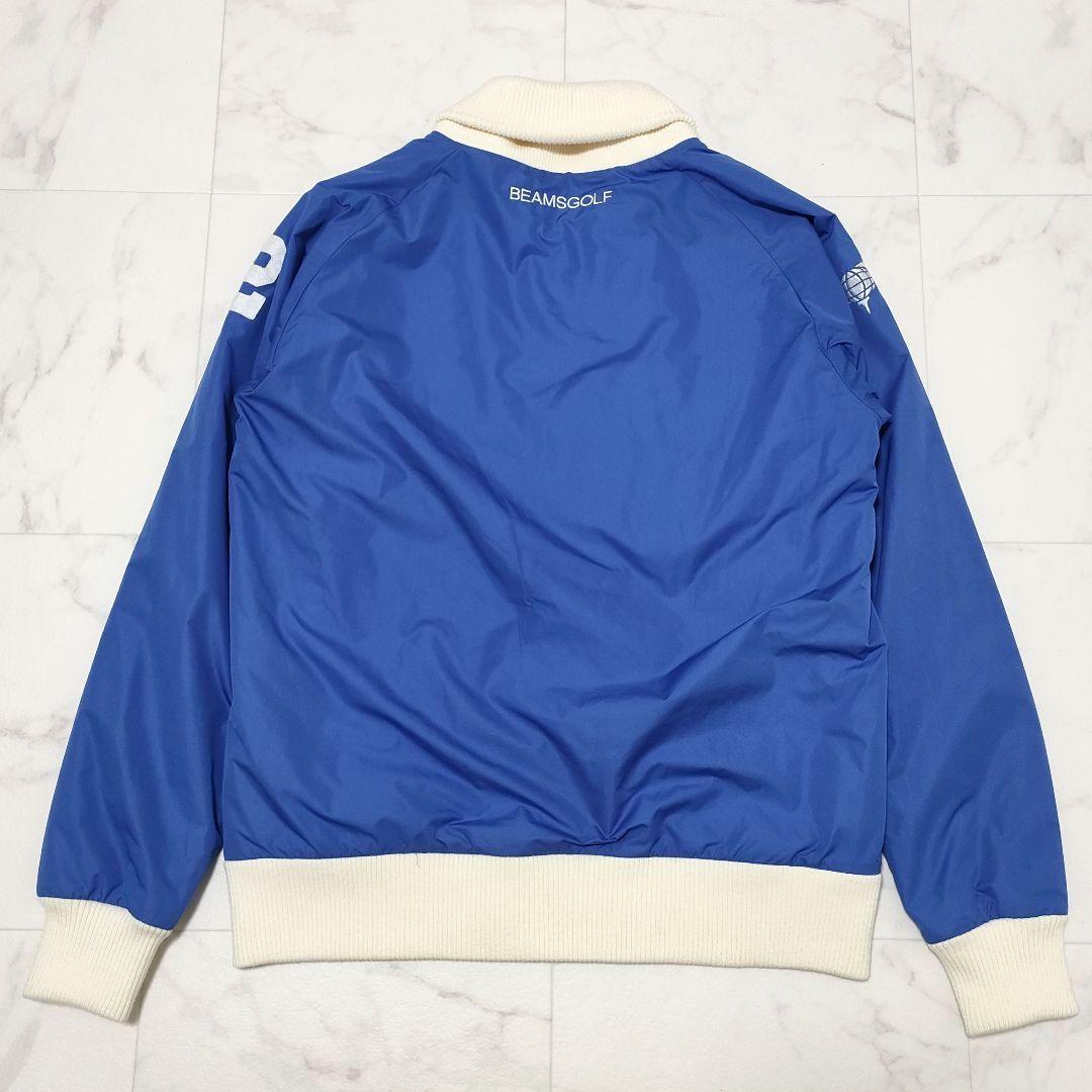 ビームスゴルフ　中綿　ジップ　ジャケット　ブルゾン　リブ　ロゴ　ブルー　Mサイズ