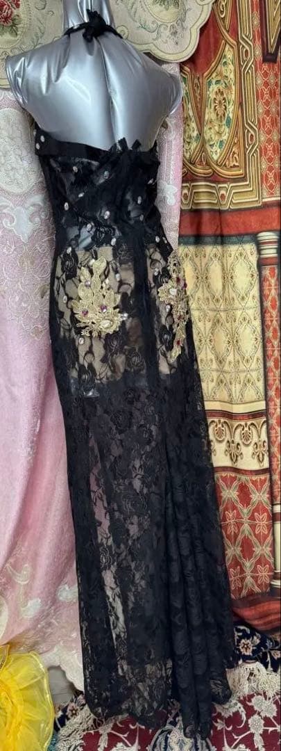 ベリーダンス　エジプト製　ブラック　ゴールド　オリエンタル　衣装　　ワンピース