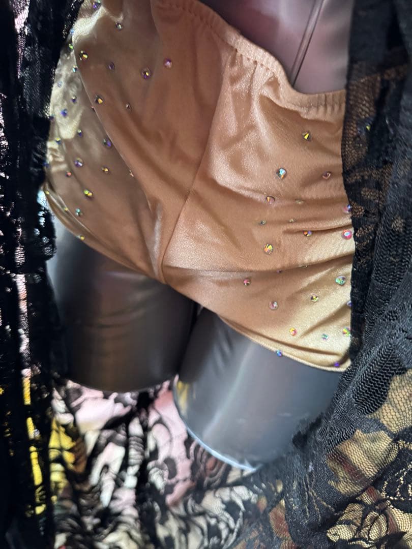 ベリーダンス　エジプト製　ブラック　ゴールド　オリエンタル　衣装　　ワンピース