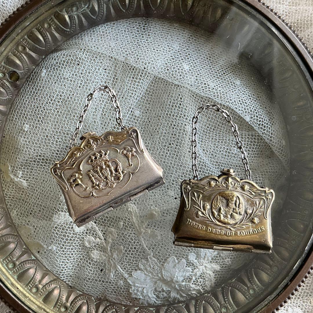 【訳アリ品】フランスアンティーク　ミニチュア　ハンドバッグ　ビスクドール