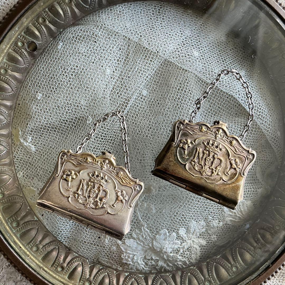 【訳アリ品】フランスアンティーク　ミニチュア　ハンドバッグ　ビスクドール