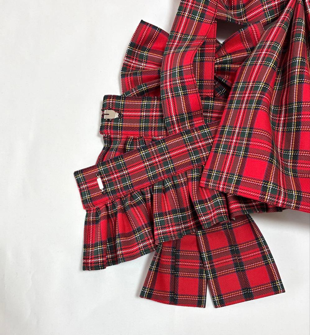 ビッグリボンハーネス　赤タータンチェック [ハンドメイド]
