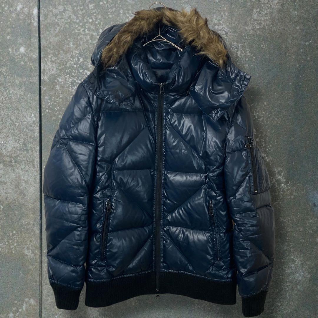 674 ネイビー ダウンジャケット ファー y2k 平成 ギャル男 グランジ