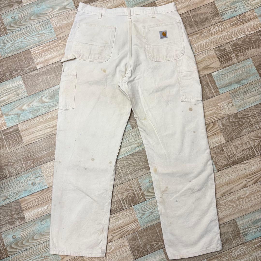 雰囲気抜群 USA製 carhartt ダブルニー ホワイト NAT W38