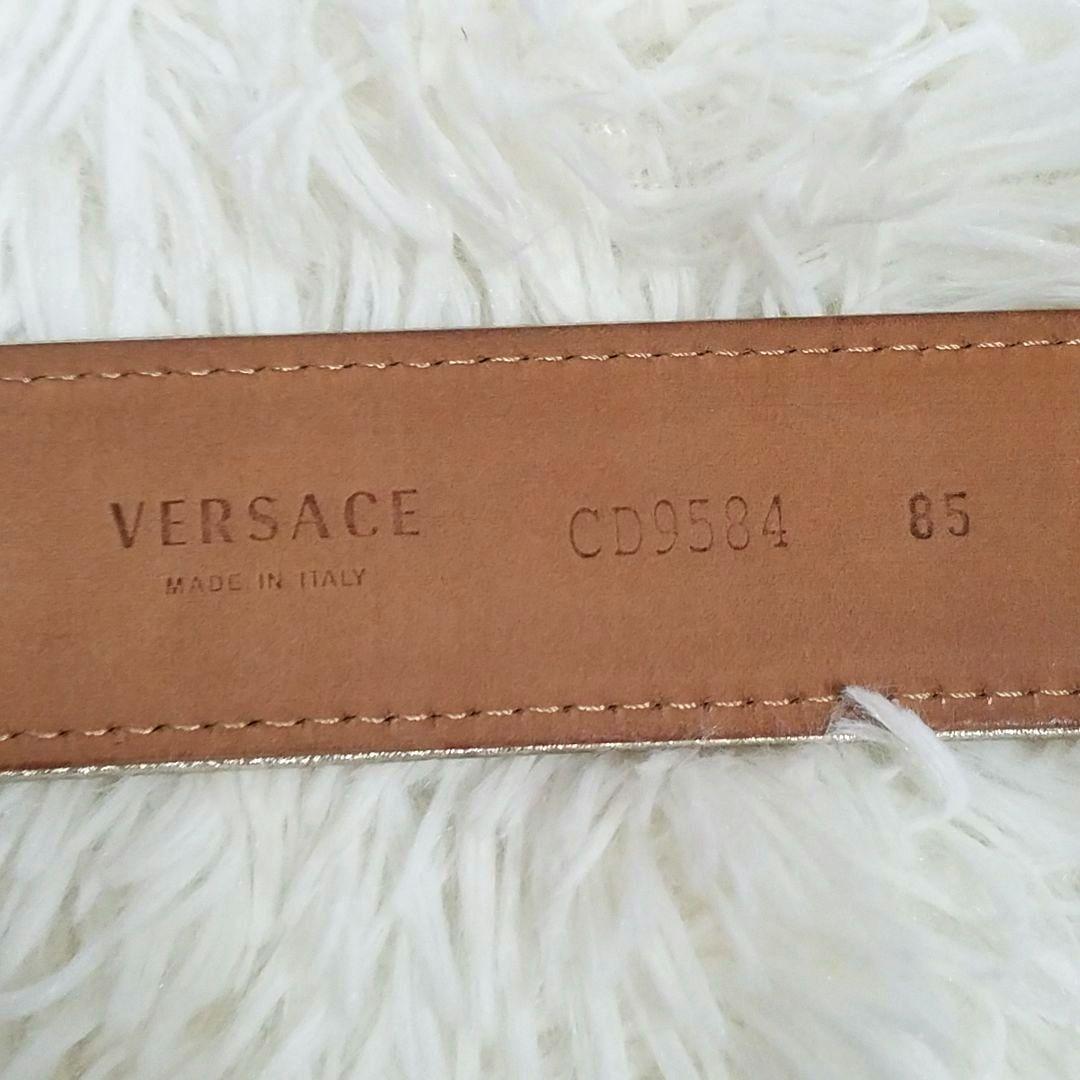 【極美品・希少】VERSACE ベルト レザー イタリア製 総柄 バックル 85