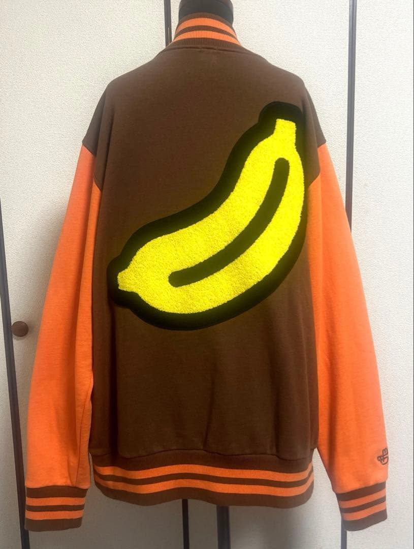 なはま　美品　A BATHING APE 刺繍　スタジャン ブラウン L