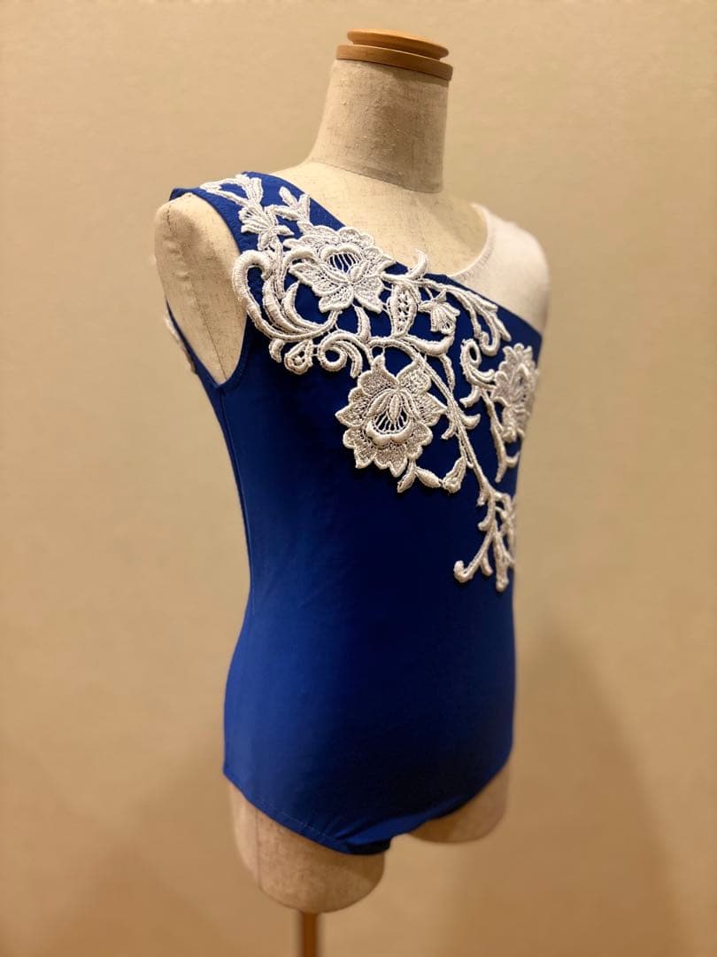 バトン衣装　青・白切替レオタード　130