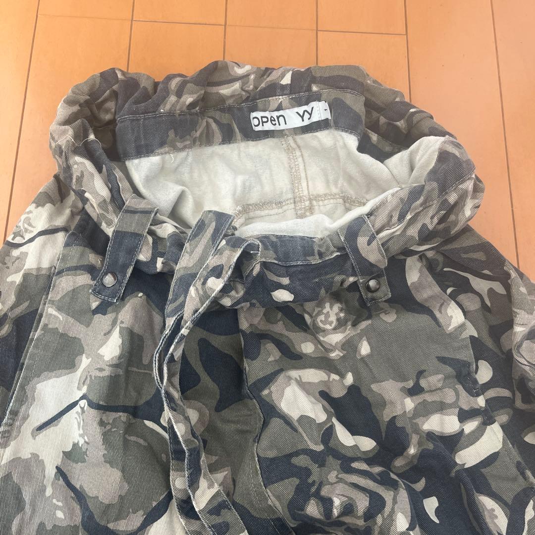 OPEN YY カモフラ ロールウエスト カーゴパンツ 迷彩柄