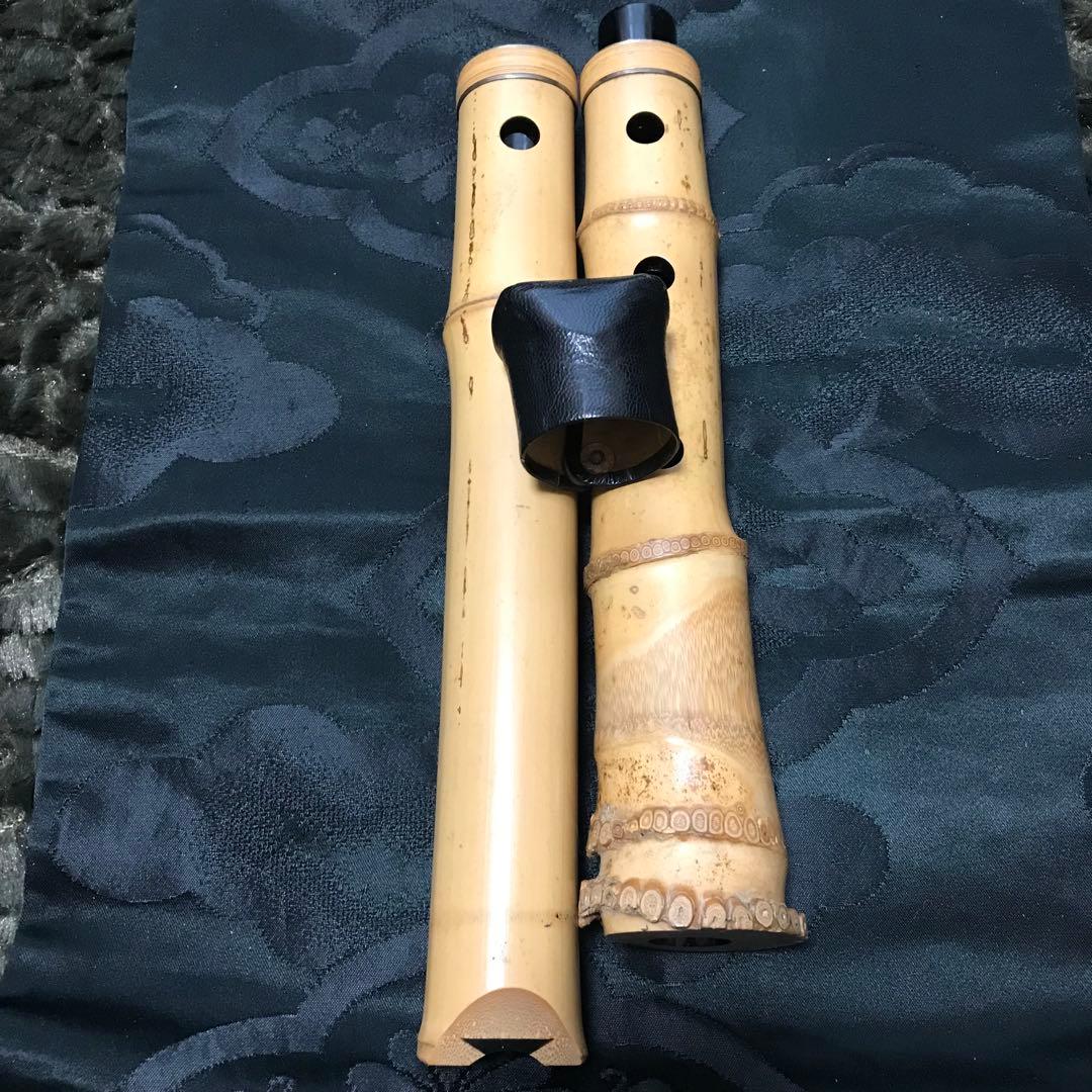 尺八 琴古流 在銘 中継ぎ緩み無し 一尺七寸管 中継ぎ籐巻き銀三線 音出し確認済