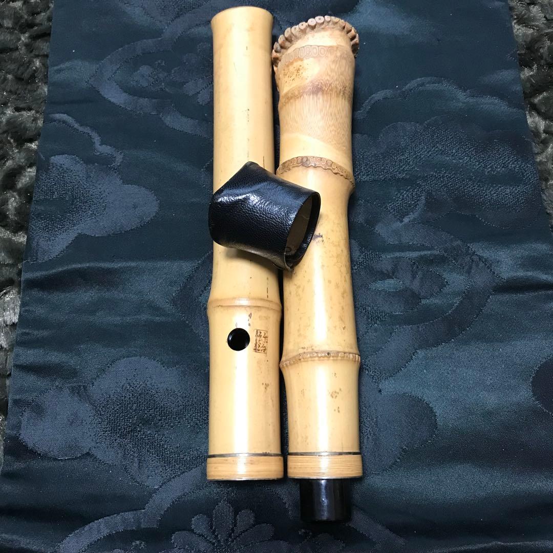 尺八 琴古流 在銘 中継ぎ緩み無し 一尺七寸管 中継ぎ籐巻き銀三線 音出し確認済