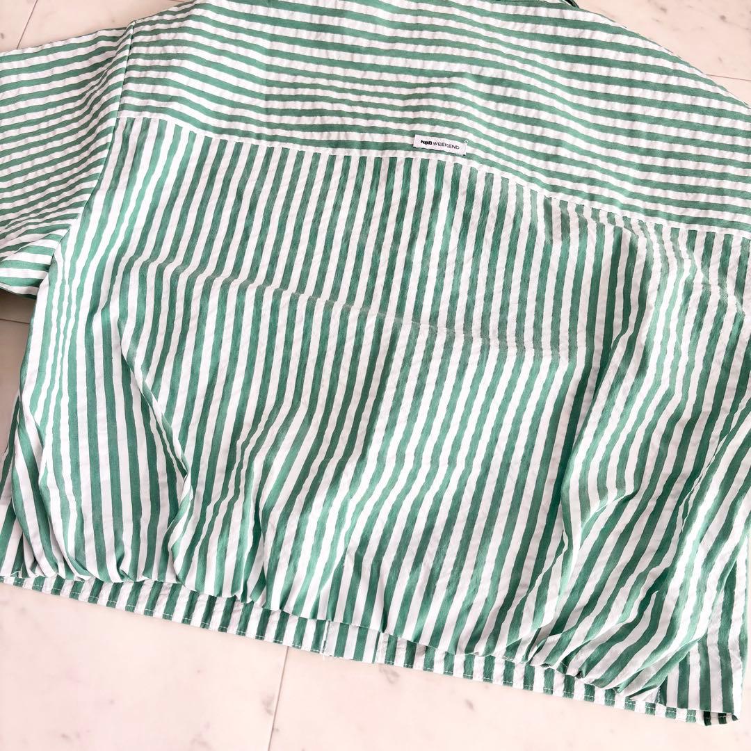 未使用 2023 エヌビービーウィークエンド シアサッカー クロップドシャツ 1