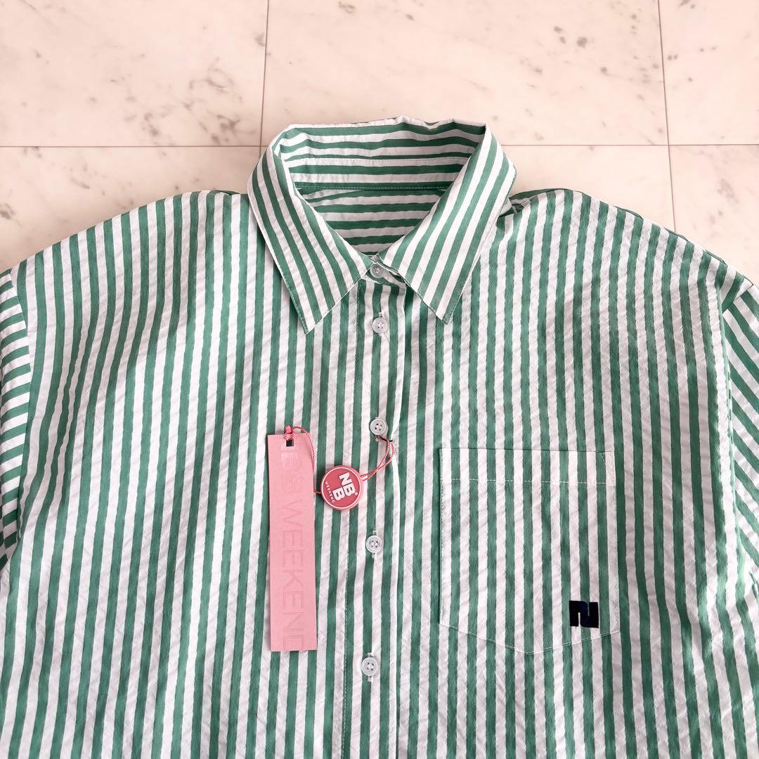 未使用 2023 エヌビービーウィークエンド シアサッカー クロップドシャツ 1