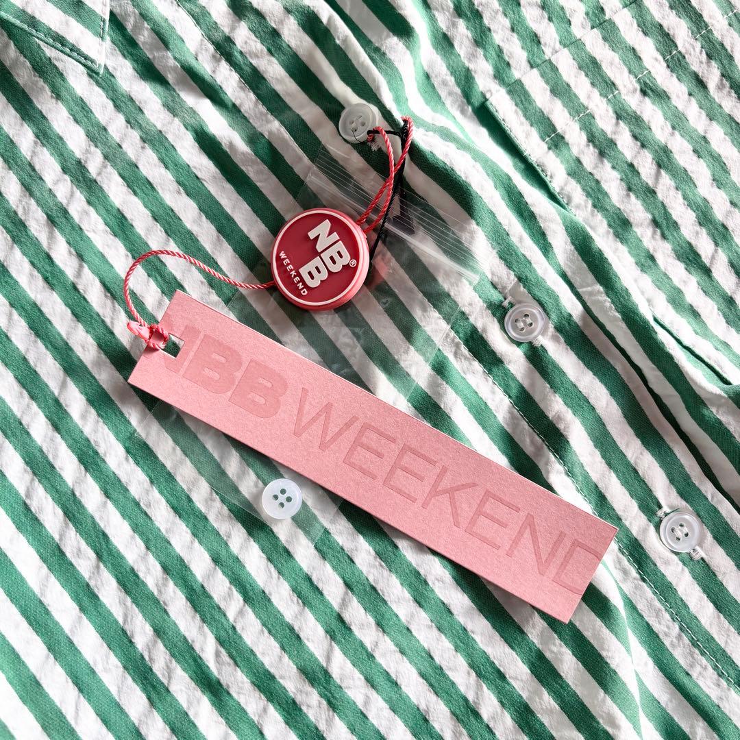 未使用 2023 エヌビービーウィークエンド シアサッカー クロップドシャツ 1