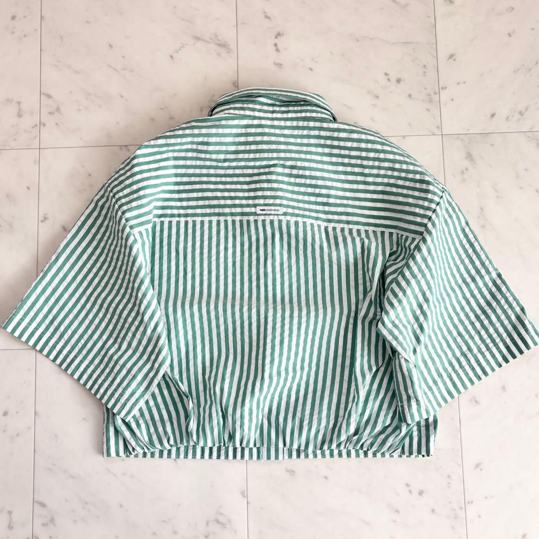 未使用 2023 エヌビービーウィークエンド シアサッカー クロップドシャツ 1