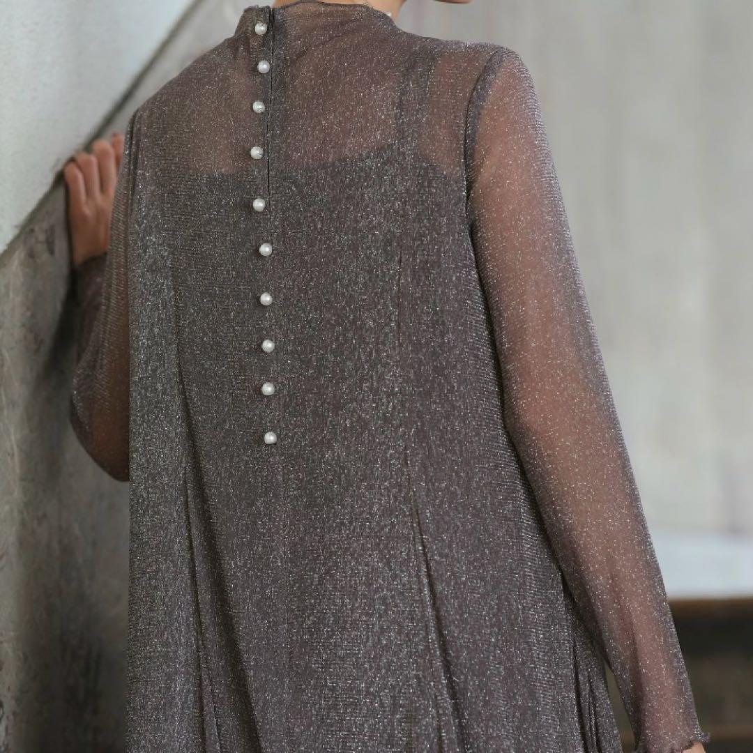 az 様RUIRUE BOUTIQUE ラメチュールメロウ ワンピース　チャコー