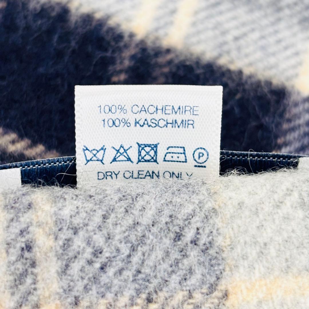 1827【美品】ジョンストンズ マフラー カシミヤ100% チェック グレー