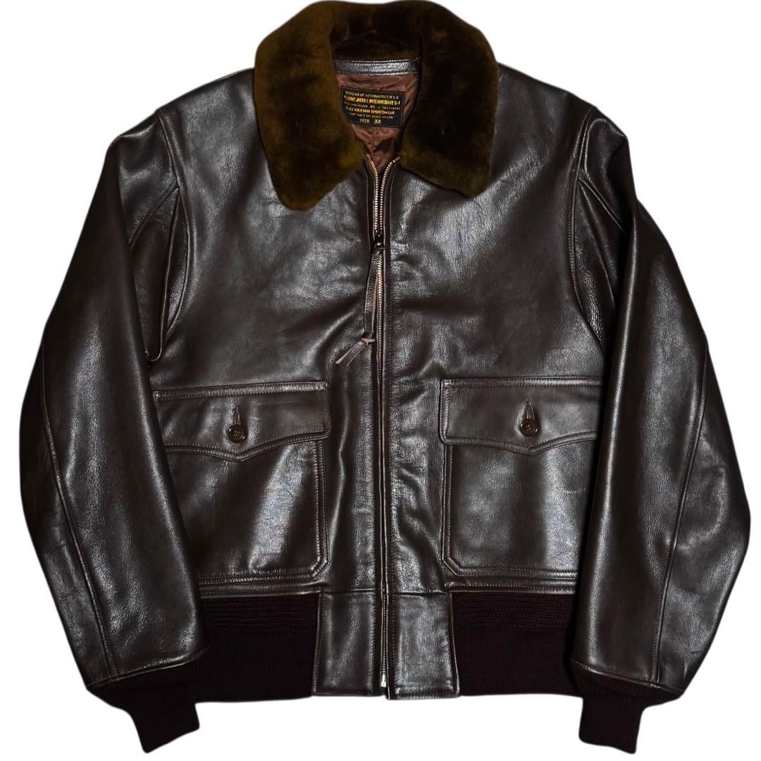 美品 BUZZ RICKSON'S 山羊革 ムートン襟 G-1フライトジャケット